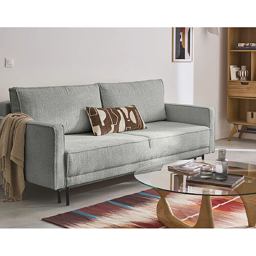 Lisa design Canapé droit convertible velours - Gris