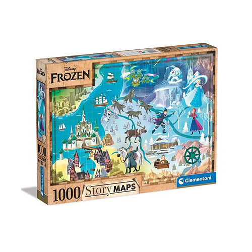 Clementoni puzzle Disney Story Maps Reine des Neiges - 1000 pièces
