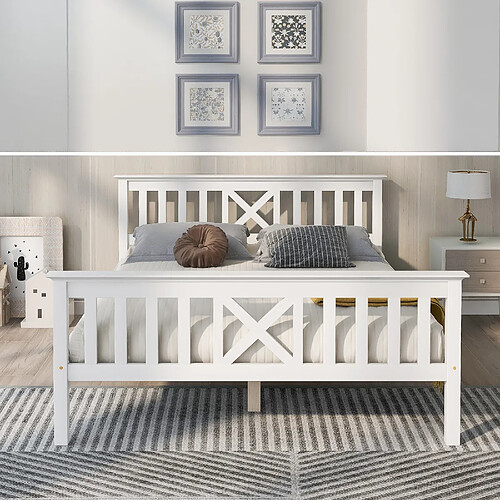 KOMHTOM Blanc 140x200 cm Bois massif