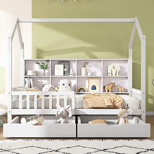KOMHTOM Lit Maison Enfant 90x200 cm - Blanc