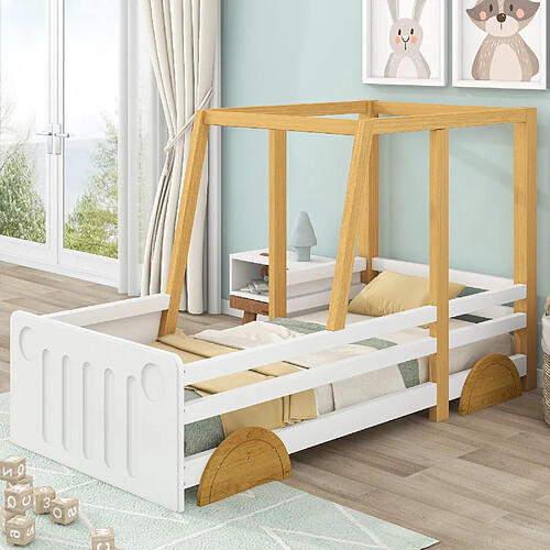 KOMHTOM Lit Voiture Enfant 90x200 cm - Blanc