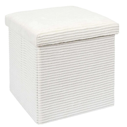 The Home Deco Factory Pouf de rangement pliable effet côtelé - Beige