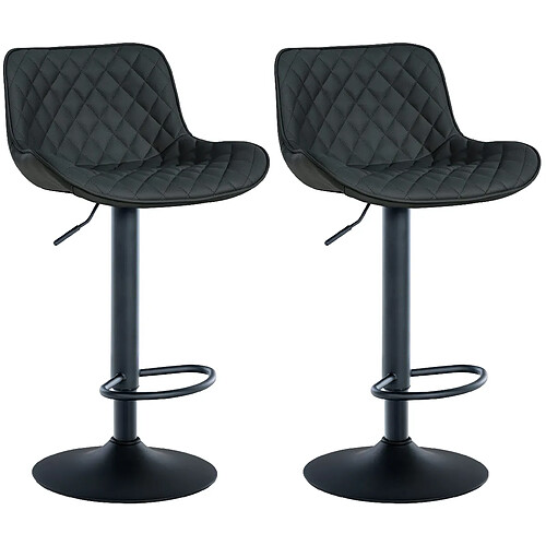 Decoshop26 Lot de 2 tabourets de bar - Noir