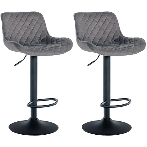 Decoshop26 Lot de 2 tabourets de bar - Gris