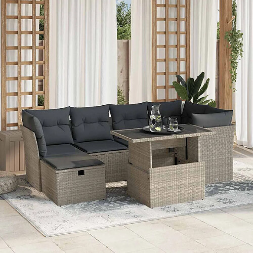 vidaXL Salon de jardin 7 pcs gris clair