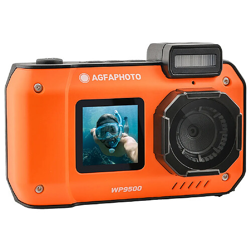 AGFAPHOTO Realishot WP9500 - Appareil Photo Numérique Waterproof, Étanche 7m, 24 MP, Zoom 18X, Vidéo 4K, Double Écran 2.9"/1.4" - Orange- RECONDITIONNE