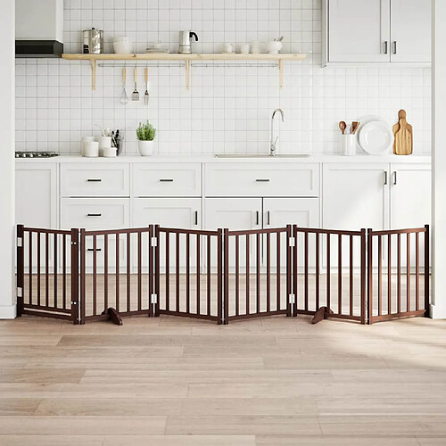 vidaXL Barrière avec porte 6 panneaux Bois de sapin massif