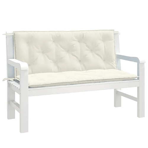 vidaXL Coussins de banc jardin - Lot de 2 - Crème mélangé