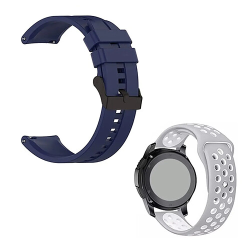 Phonecare Kit Bracelet Silicone Lisse Boucle + SportyStyle - Samsung Galaxy Watch6 Bluetooth 40mm Bleu Foncé / Gris Blanc