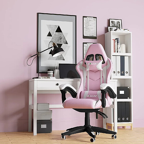 RATTANTREE Chaise de Gaming Ergonomique - Rose Blanc