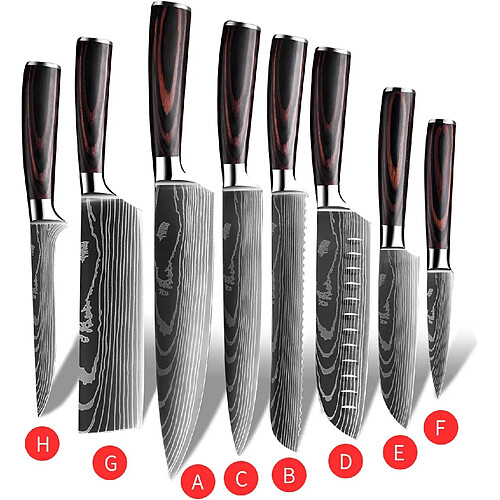 Vendos85 Couteaux de Cuisine Tranchants en Acier Inoxydable Multi-tailles avec Poignée Confortable