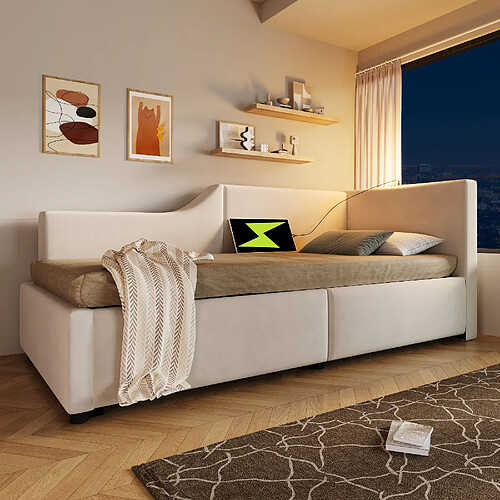 KOMHTOM Lit de jour rembourré 90x200 cm - Beige