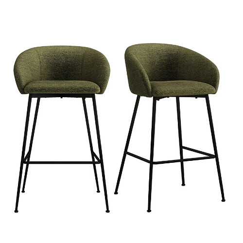 Moloo CHLOE-Fauteuil de bar en tissu Luxury Kaki x2)