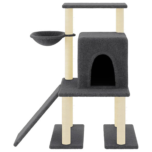 Helloshop26 Arbre à chat tour avec maison et panier 96,5 cm gris