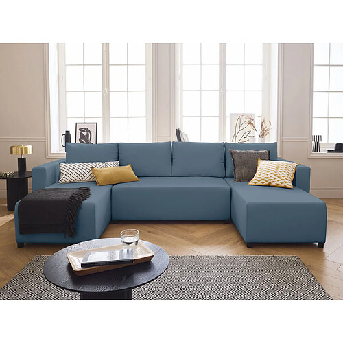 Bestmobilier Canapé panoramique Regala - Bleu