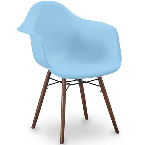 ICONIK INTERIOR Chaise de salle à manger - Design scandinave - Pieds en bois foncé - Nordika Bleu clair
