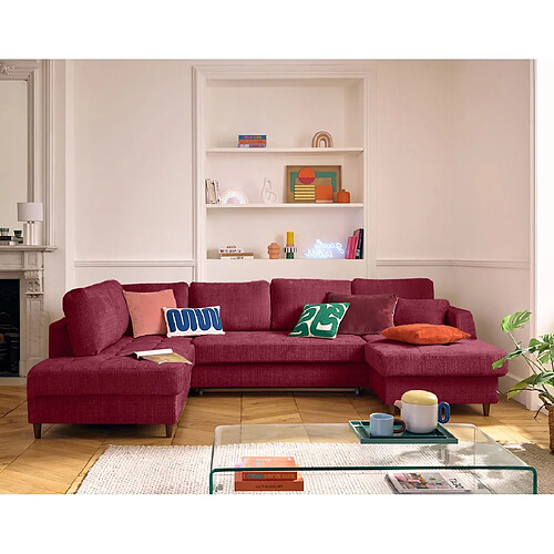 Lisa Design Anna - canapé panoramique d'angle gauche 7 places convertible avec coffre en velours