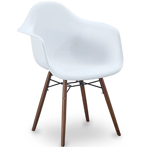 ICONIK INTERIOR Chaise de salle à manger - Design scandinave - Pieds en bois foncé - Nordika Blanc