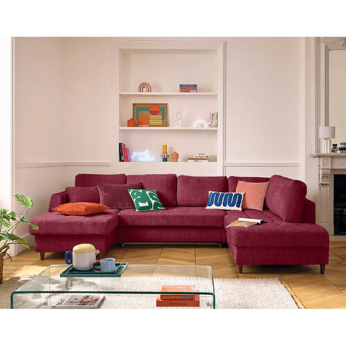 Lisa Design Anna - canapé panoramique d'angle droit 7 places convertible avec coffre en velours