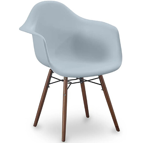 ICONIK INTERIOR Chaise de salle à manger - Design scandinave - Pieds en bois foncé - Nordika Gris clair