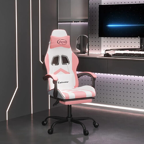 vidaXL Chaise de Jeu - Blanc/Rose