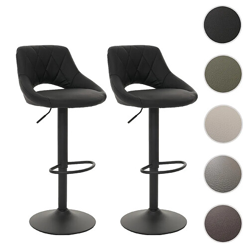 Mendler Lot de 2 tabourets de bar - Noir