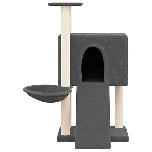 Helloshop26 Arbre à chat tour avec maison et hamac 96 cm gris
