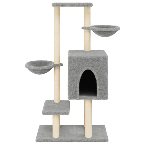 Helloshop26 Arbre à chat tour avec plateforme et griffoirs 117 cm gris