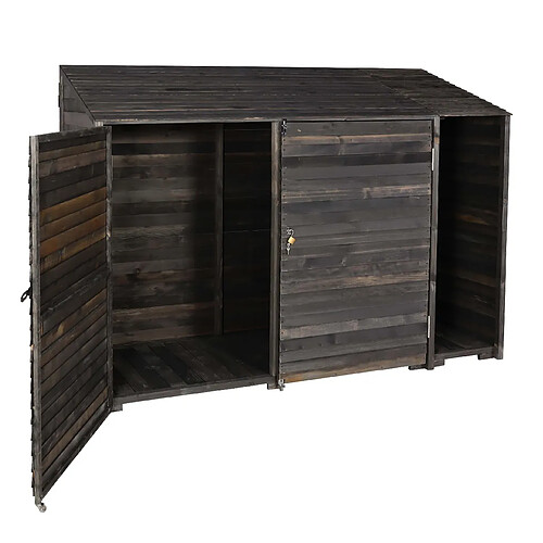 Decoshop26 Abri de jardin armoire à outils vélo bûches rangement divers en bois teinté 180x250x93 cm gris anthracite 04_0005741