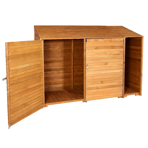 Decoshop26 Abri de jardin armoire à outils vélo bûches rangement divers en bois teinté 180x250x93 cm couleur naturelle 04_0005740