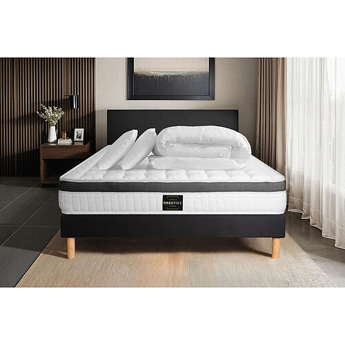 Prestige literie PRESTIGE-LITERIE Pack Supérieur 160x200 cm - Noir