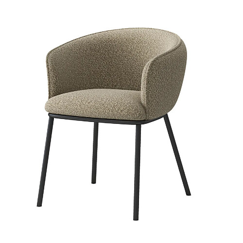 Moloo ALVIN-Fauteuil de table en tissu Bouclé Grège