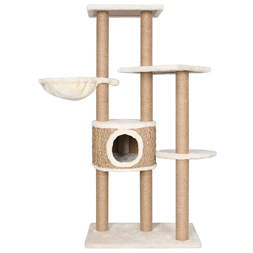 Helloshop26 Arbre à chat tour avec perchoirs 126 cm beige