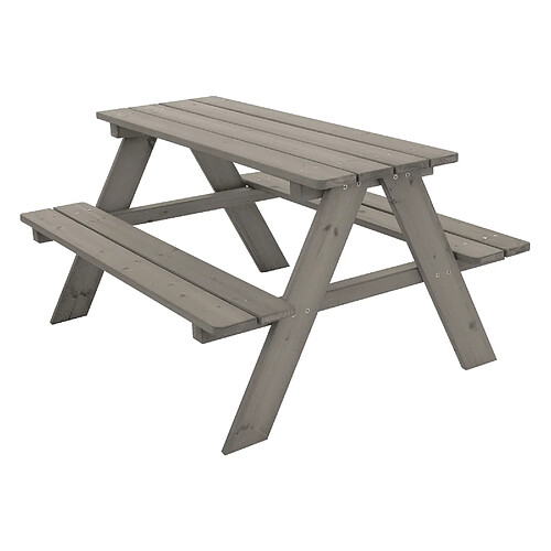 ML-Design Ensemble de jeu pour enfants bois gris 4 places table de pique-nique + 2 bancs