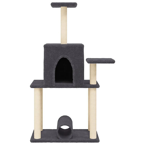 Helloshop26 Arbre à chat tour avec maison et tunnel 122 cm gris