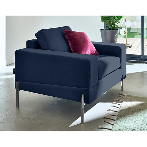 Lisa Design Isaure fauteuil en velours - Bleu marine