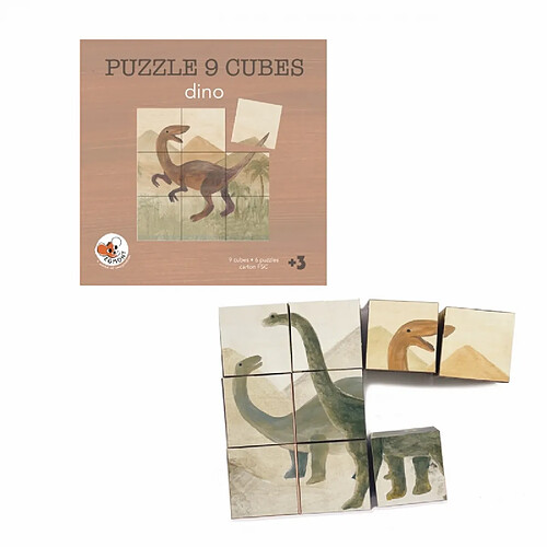 Egmont toys Puzzle cubes dinosaure en bois - 9 cubes