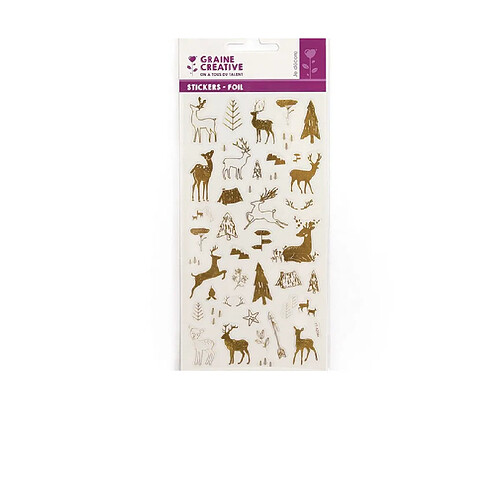 Graine créative Planche de stickers rennes - Or