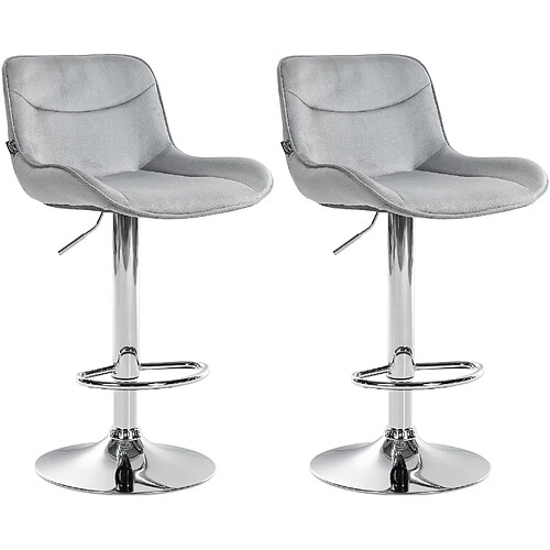 Lot de 2 tabourets de bar velours - Gris