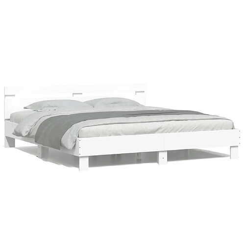 vidaXL Cadre de lit avec LED sans matelas blanc 160x200 cm