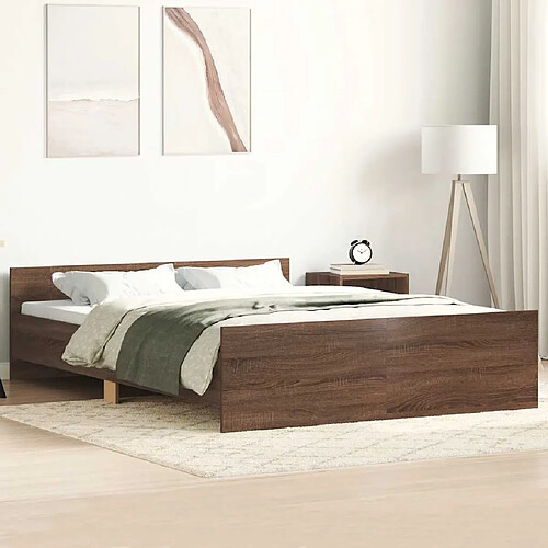 vidaXL Cadre de lit sans matelas chêne marron 140x190 cm