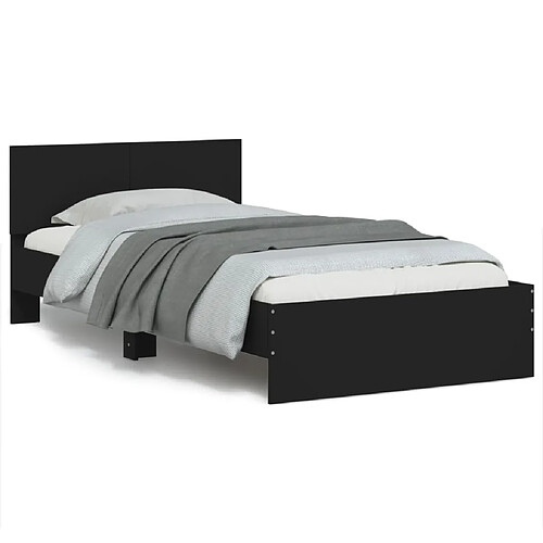 vidaXL Cadre de lit sans matelas avec tête de lit noir 100x200 cm
