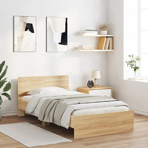 vidaXL Cadre de lit sans matelas avec tête de lit 100x200 cm