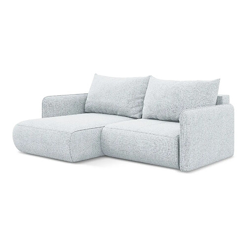 Makamii Nanea - Canapé d’angle 2,5 places gauche convertible bleu clair