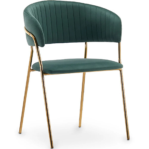 ICONIK INTERIOR Chaise de salle à manger - Revêtue de velours - Gruna Vert foncé