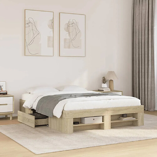 vidaXL Cadre de lit sans matelas chêne sonoma 120x190 cm