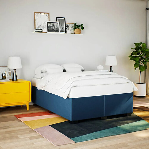 vidaXL Cadre de lit sans matelas bleu 140x200 cm tissu