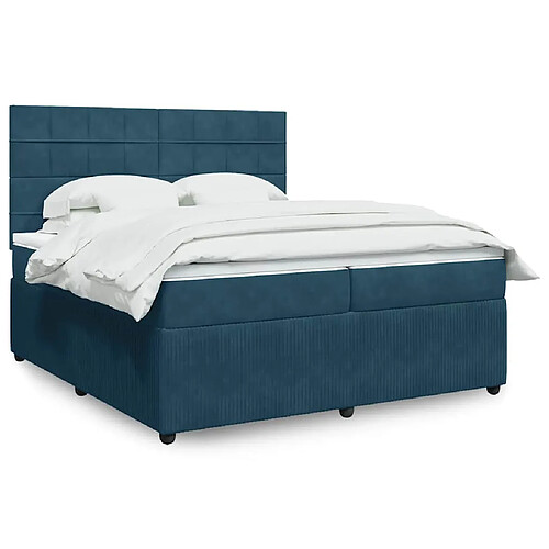 vidaXL Sommier à lattes de lit et matelas Bleu 200x200 cm velours