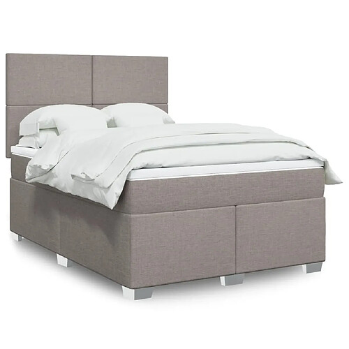 vidaXL Sommier à lattes de lit avec matelas Taupe 140x190 cm Tissu