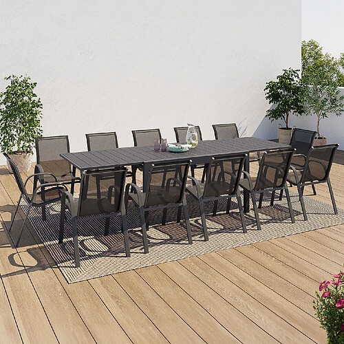 Idmarket MARKET Salon POLY extensible gris foncé